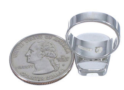 Substantial Multicolor Southwest Silver Ring Size 5 EX40211